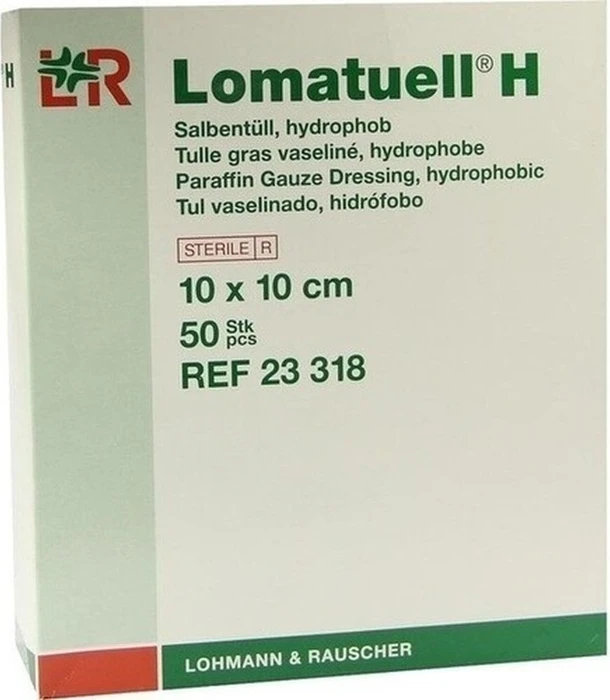 Lohmann & Rauscher Lomatuell H Salbentüll Kompressen, 10 x 10cm, 50 Stück