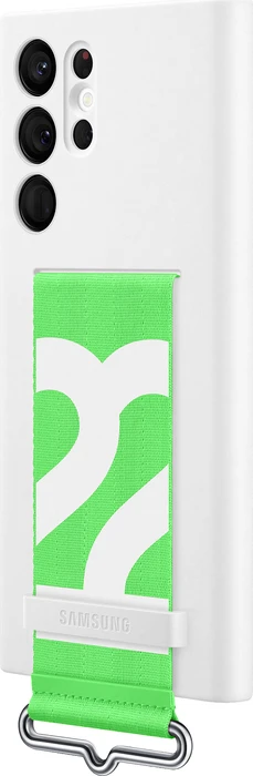 Samsung Silicone Cover with Strap für Galaxy S22 Ultra weiß