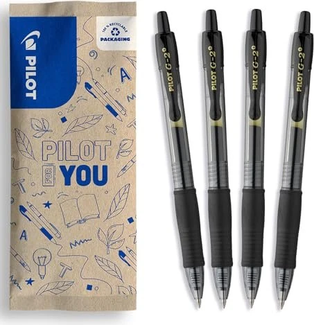 Pilot G2-7 Medium Tintenroller (Mine) schwarz/transparent, 4er-Pack