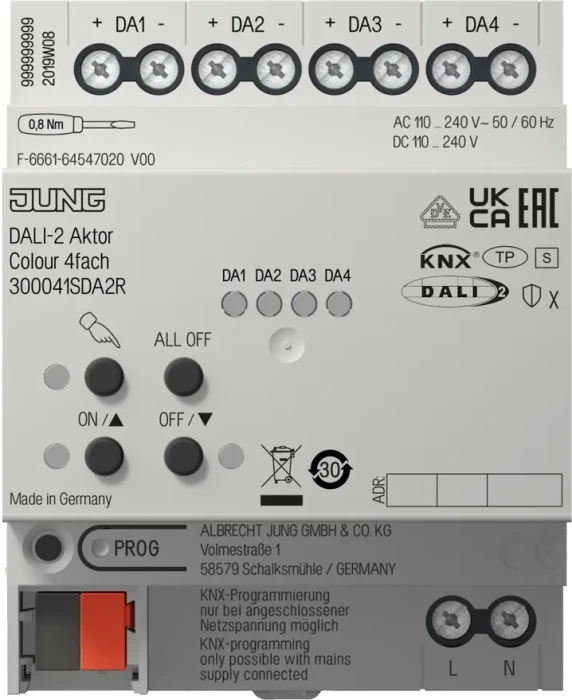 Jung KNX DALI-2 Aktor Colour 4-fach, 4TE REG, Schaltaktor