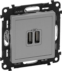 Legrand Valena Life USB-Ladedose 2400mA, aluminium