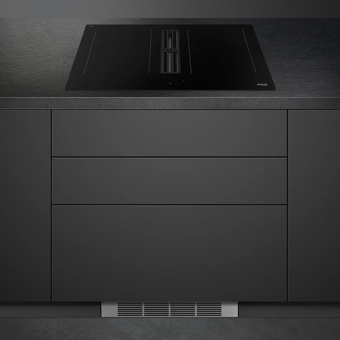 Smeg Classici HOBD382N2 Induktionskochfeld mit Kochfeldabzug autark mattschwarz
