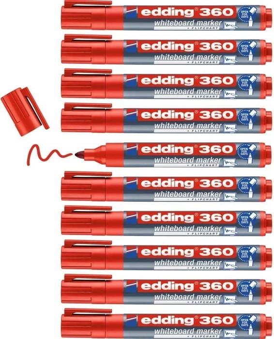 edding 360 Whiteboardmarker rot, 10er-Pack