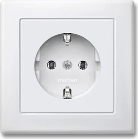 Merten System M M-Smart SCHUKO-Steckdose mit Abdeckplatte Schraub-Liftklemmen, polarweiß