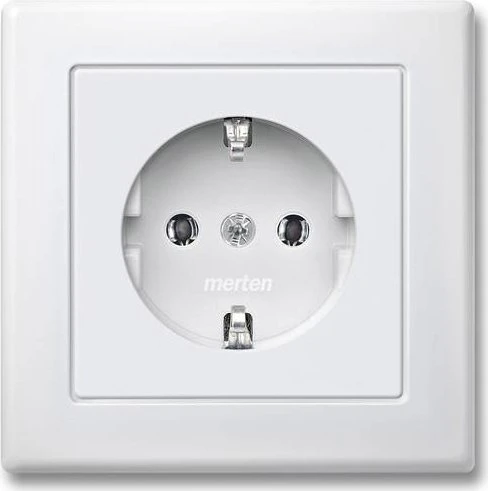Merten System M M-Smart SCHUKO-Steckdose mit Abdeckplatte Schraub-Liftklemmen, polarweiß