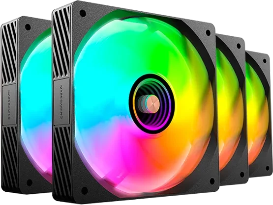 Mars Gaming MF-SI4KIT ARGB Fan Kit, schwarz, LED-Steuerung, Fernbedienung, Lüftersteuerung, 120mm, 4er-Pack