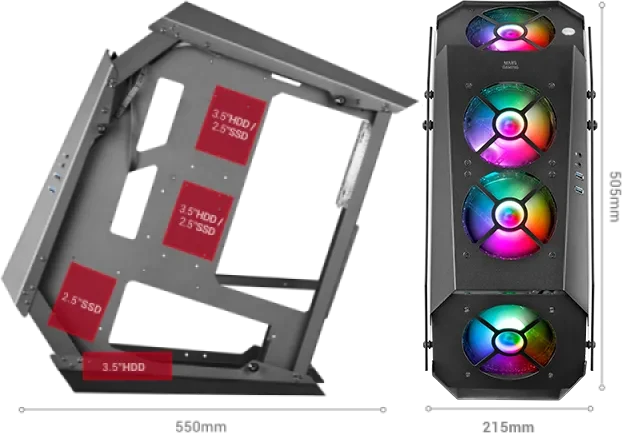 Mars Gaming MC51 Black, Glasfenster