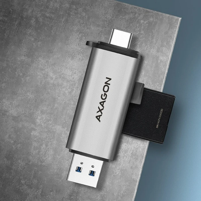 Axagon Dual-Slot-Cardreader, USB-C 3.0/USB-A 3.0 [Stecker]