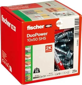 fischer DuoPower 10x50 S Schrauben/Dübel-Sortiment, 25 Stück
