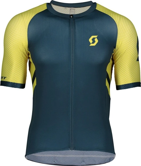Scott RC Premium Climber Trikot kurzarm nightfall blue/lemongrass yellow (Herren)
