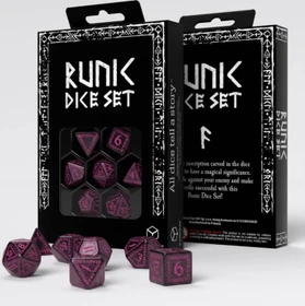 Q-Workshop Würfelset Runic - shimmering black with magenta