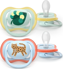 Philips Avent SCF087/02 Ultra Air Beruhigungsschnuller, 0-6M, Silikon, raupe/leopard, 2 Stück
