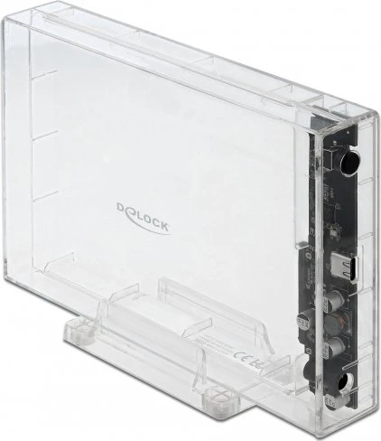 DeLOCK External Enclosure, transparent, 3.5", USB-C 3.0
