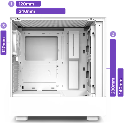 NZXT H5 Elite, weiß, Glasfenster
