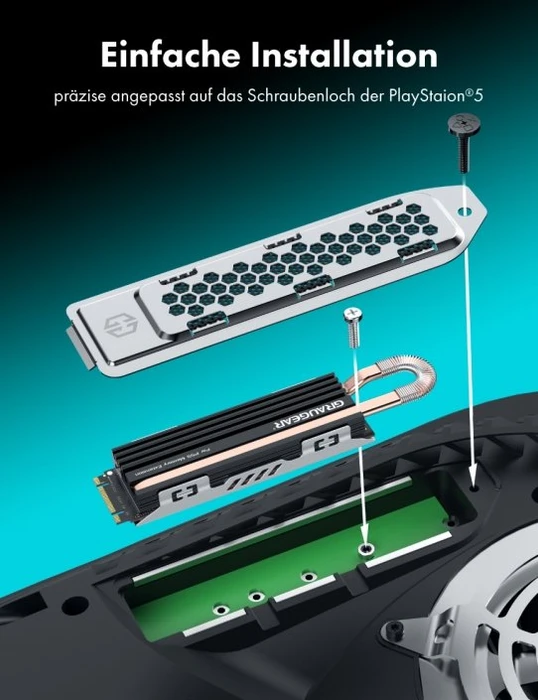Graugear G-PS5HS03, Heatpipe-Kühler für PS5 Speichererweiterung, mit Abdeckung