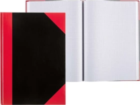 Idena Kladde Notizbuch, A6, kariert, Hardcover, rot/schwarz, 96 Blatt