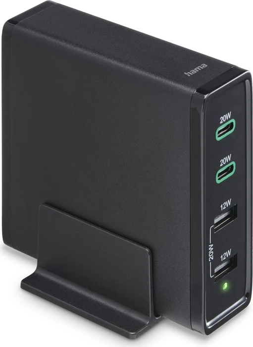 Hama Schnellladegerät 4 Ports 2x USB-C PD/QC 2x USB-A 60W schwarz