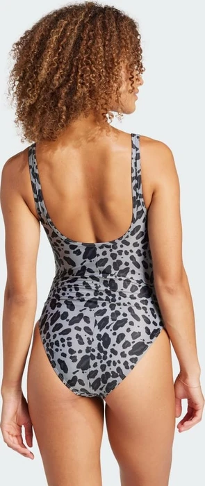 adidas Essentials Animal Print U-Back Badeanzug schwarz/weiß (Damen)