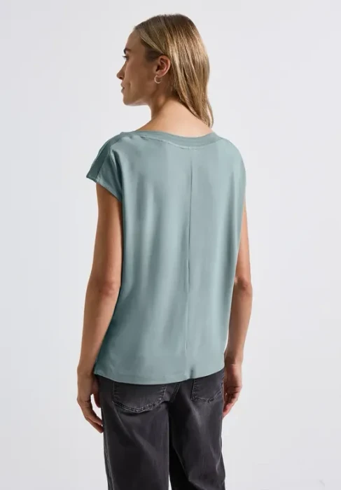 Street One U-Boot mit Rippdetail T-Shirt kurzarm arona blue (Damen)