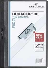 Durable Duraclip 30 Klemmmappe, A4, schwarz/transparent, 25er-Pack