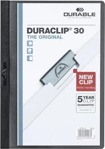 Durable Duraclip 30 Klemmmappe, A4, schwarz/transparent, 25er-Pack