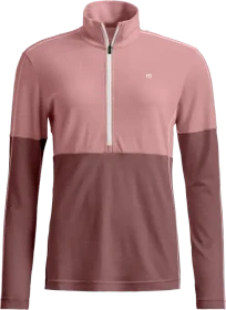 Ortovox 185 Rock'n'Wool Zip Neck Funktionsshirt langarm dusk rose (Damen)