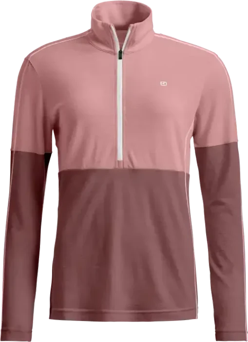 Ortovox 185 Rock'n'Wool Zip Neck Funktionsshirt langarm dusk rose (Damen)