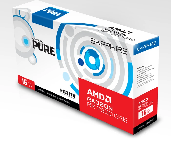 Sapphire Radeon RX 7900 GRE Pure, 16GB GDDR6, 2x HDMI, 2x DP, lite retail