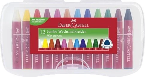Faber-Castell Jumbo Wachsmalkreide Dreikant, 12 Farben