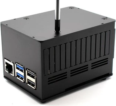 KKSB HAT Case Aluminiumgehäuse für Raspberry Pi 5, Platz für Raspberry Pi HATs/Add-on Boards/Kühler, schwarz