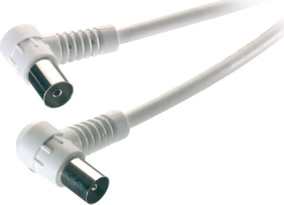 Vivanco TV/Radio Antennenkabel, 2x F-Stecker 90° gewinkelt, 90dB, weiß, 5m