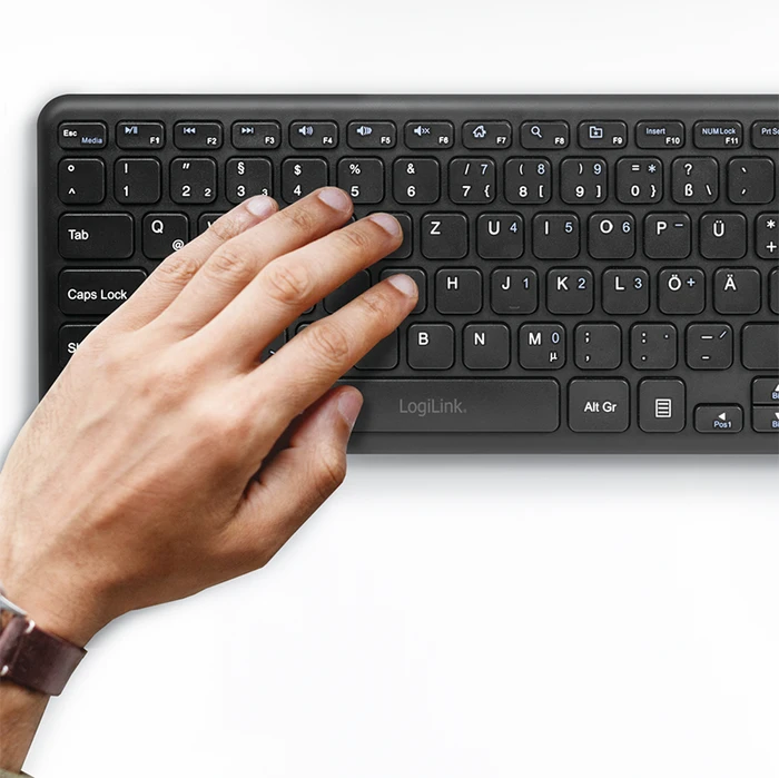 LogiLink Wireless Tastatur mit Touchpad, schwarz, USB, DE