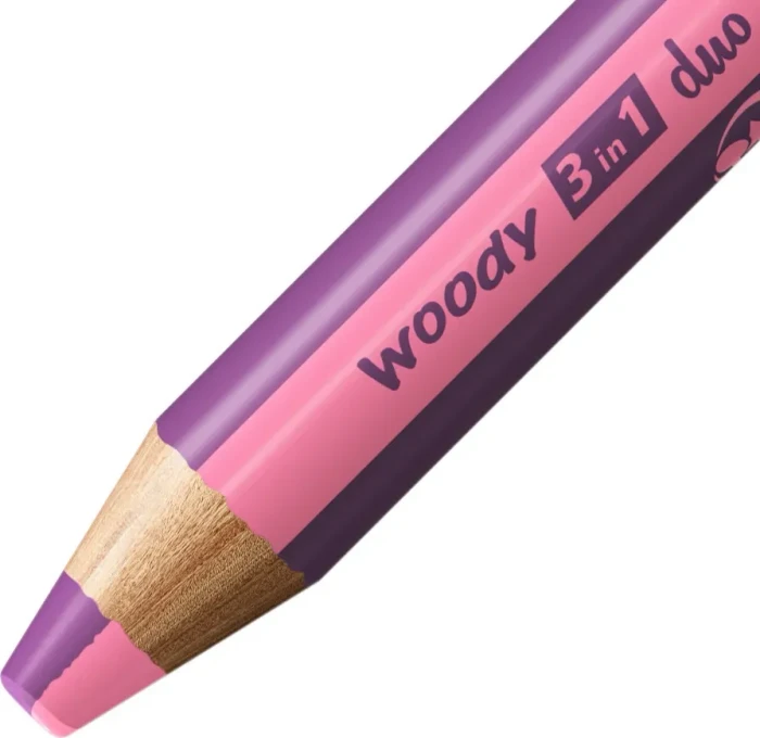 STABILO Woody 3in1 Duo Wachsmalstift pink/violett, 5er-Pack