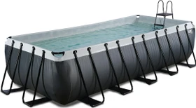 Exit Toys Black Leather Frame Pool mit Sandfilterpumpe rechteckig 540x250x122cm
