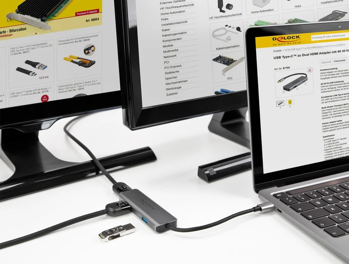 DeLOCK USB Type-C Adapter Dual zu HDMI, USB-C 3.0 [Stecker]
