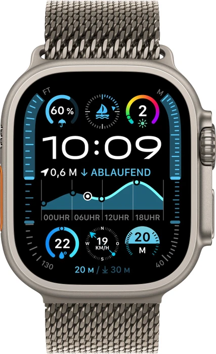 Apple Milanaise-Armband Titan Medium für Apple Watch 49mm natur
