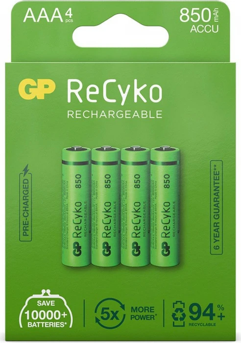 GP Batteries ReCyko+ Micro AAA NiMH 850mAh, 4er-Pack (12085AAAHCC4)