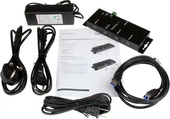 StarTech Industrial Railmount USB-Hub, 4x USB-A 3.0, USB-B 3.0 [Buchse]