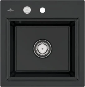 Villeroy & Boch Subway Style 50 S Einbau Becken mittig mit Ablauffernbedienung pure black
