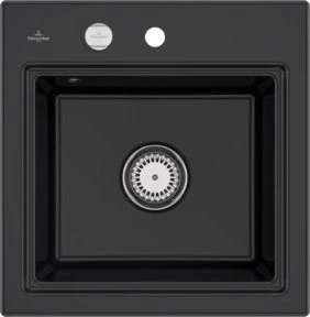 Villeroy & Boch Subway Style 50 S Einbau Becken mittig mit Ablauffernbedienung pure black