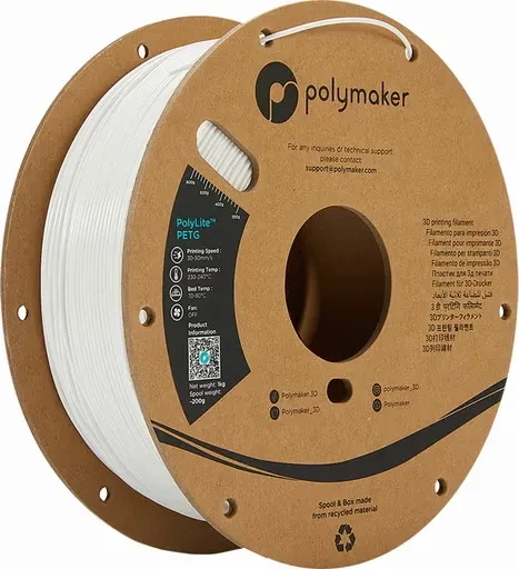 Polymaker PolyLite PETG, weiß, Spule, 2.85mm, 1.00kg