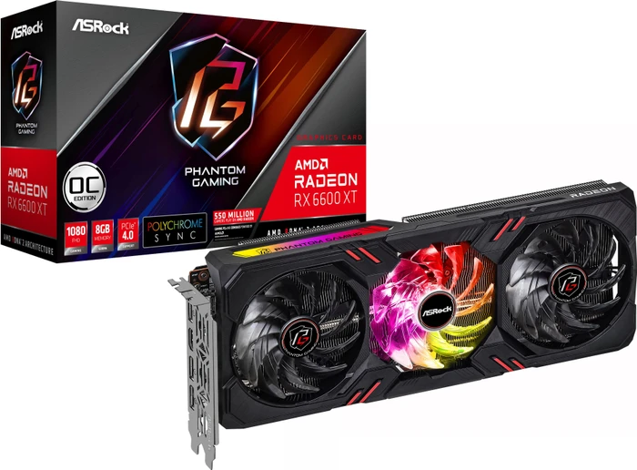 ASRock Radeon RX 6600 XT Phantom Gaming D OC, RX6600XT PGD 8GO, 8GB GDDR6, HDMI, 3x DP