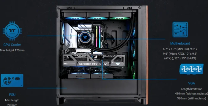 Thermaltake S370 WS Black, schwarz/braun, Glasfenster