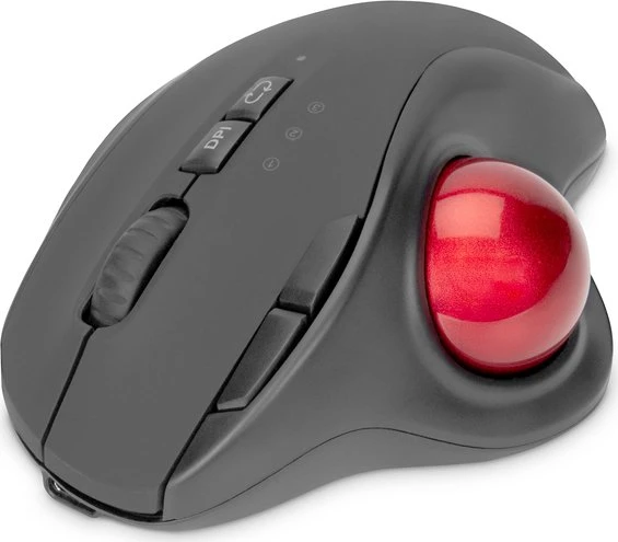 Digitus Wireless Ergonomic Trackball Mouse schwarz/rot, Bluetooth