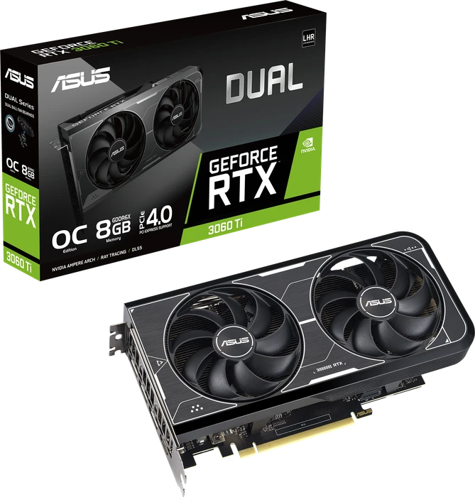 ASUS Dual GeForce RTX 3060 Ti OC, DUAL-RTX3060TI-O8GD6X, 8GB GDDR6X, HDMI, 3x DP