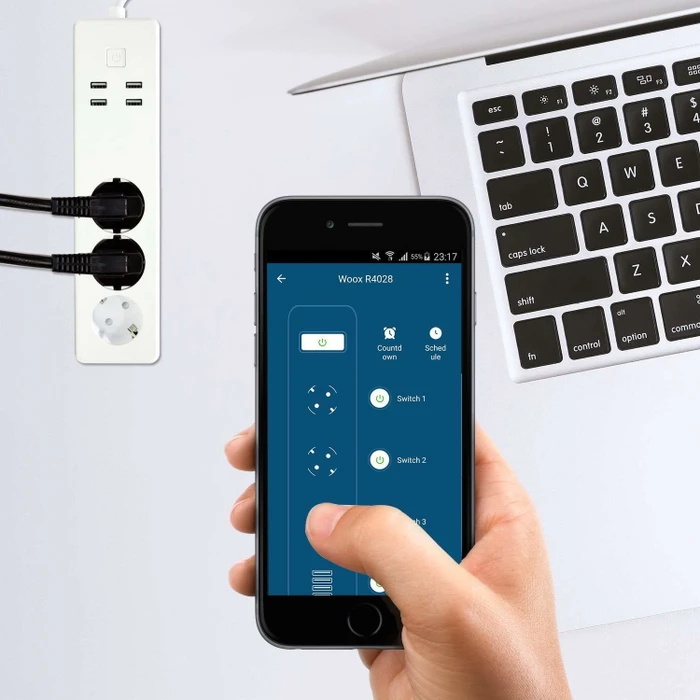 Woox Smart Multi-Plug 3-fach, 3680W, 4x USB-A, Smart-Steckdosenleiste