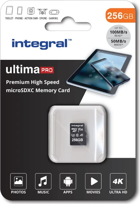 Integral Premium High Speed R100/W50 256GB, UHS-I U3, A1, Class 10
