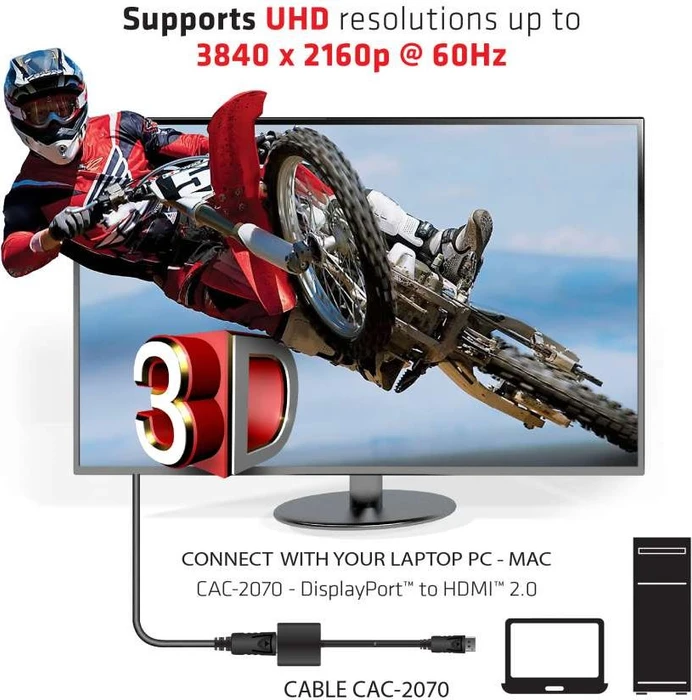 Club 3D aktiver Adapter, DisplayPort 1.2 Stecker auf HDMI 2.0 Buchse