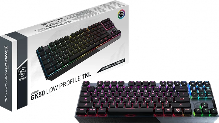 MSI Vigor GK50 Low Profile TKL, LEDs RGB, Kailh Choc LOW PROFILE WHITE, USB, DE