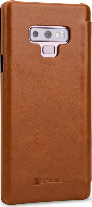 Stilgut Book Type Leather Case für Samsung Galaxy Note 9 cognac-braun